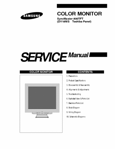 Samsung SyncMaster 800TFT LCD service manual